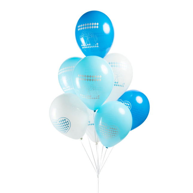 Oktoberfest Luftballons Blau Weiß 30cm 8Stk