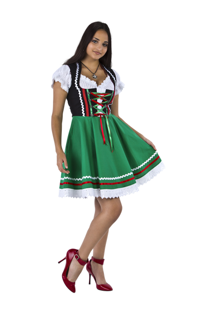 Oktoberfest Dirndl Kleid Oktoberfest Schwarz Grün Damen 2 Stück