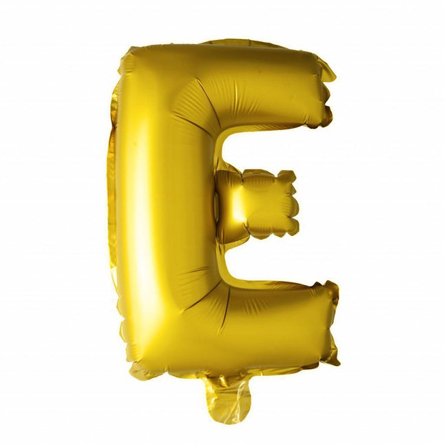 Folienballon Buchstabe E Gold 41cm mit Strohhalm