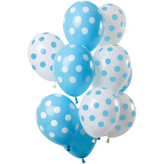 Blaue Luftballons Dots 30cm 12Stück