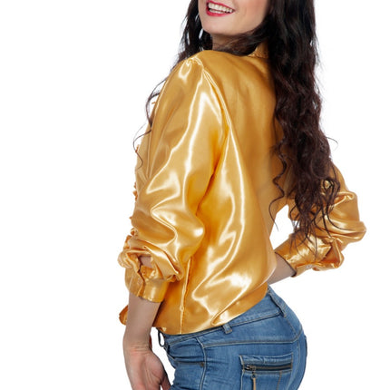 Disco Bluse Rüschen Gold