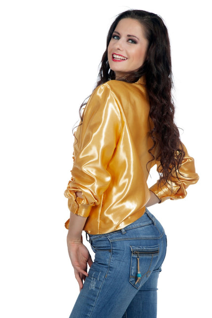 Disco Bluse Rüschen Gold