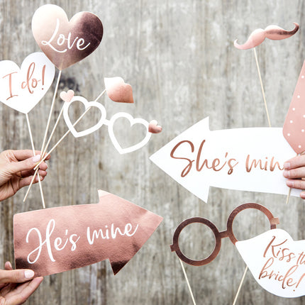 Photobooth Hochzeit Rose Gold 12pcs