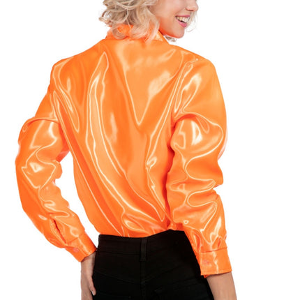 Disco Bluse Rüschen Orange