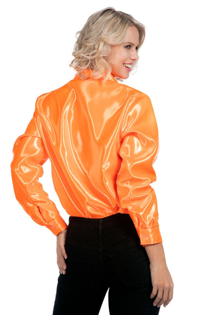 Disco Bluse Rüschen Orange