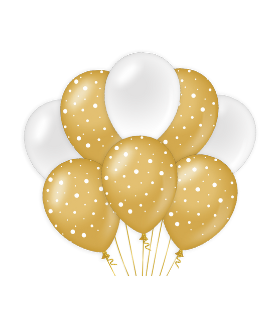 Gold Weiße Ballons Latex 30cm 6Stk