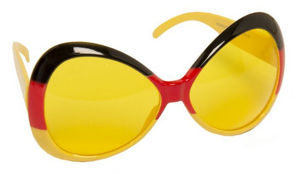 Schwarz Rot Gelb Brille XL