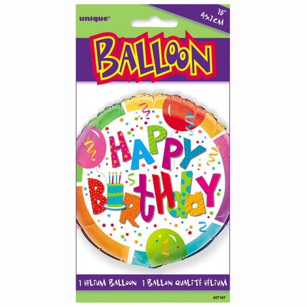 Helium Ballon Happy Birthday Cake Rund 45cm Leer