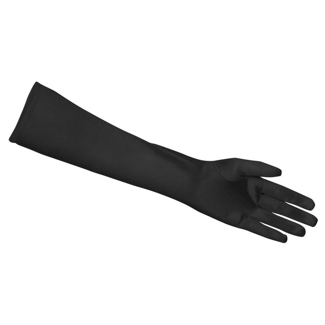 Handschuhe Lang Satin Schwarz