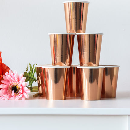 Rose Gold Becher Metallic Karton 250ml 8Stück