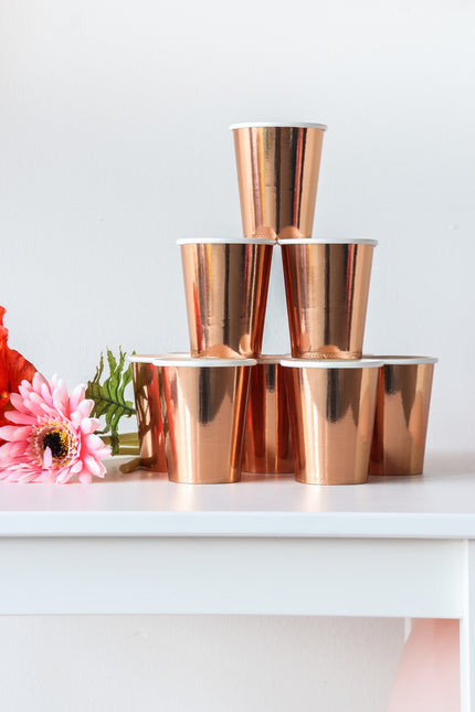 Rose Gold Becher Metallic Karton 250ml 8Stück