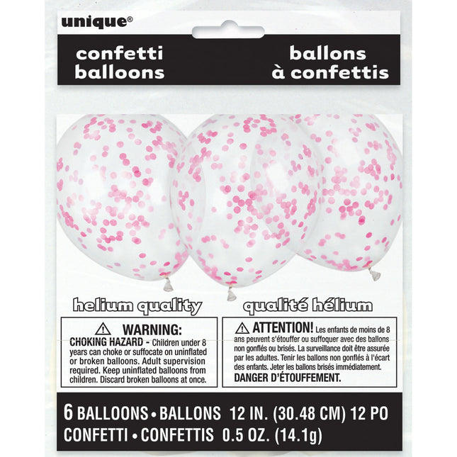 Konfetti Ballons Rosa 40cm 6Stk