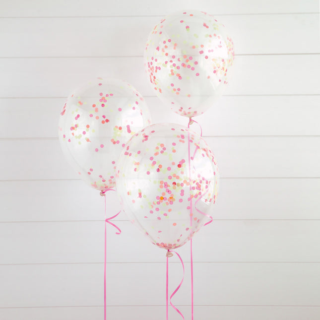 Konfetti Ballons Neonfarben 30cm 6 Stück