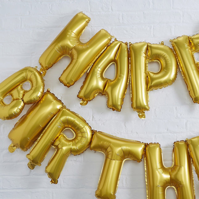 Goldene Happy Birthday Ballons Set 35cm