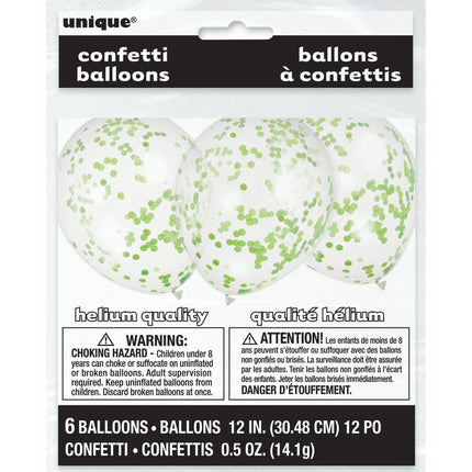 Confertti Luftballons Limettengrün 40cm 6 Stk.