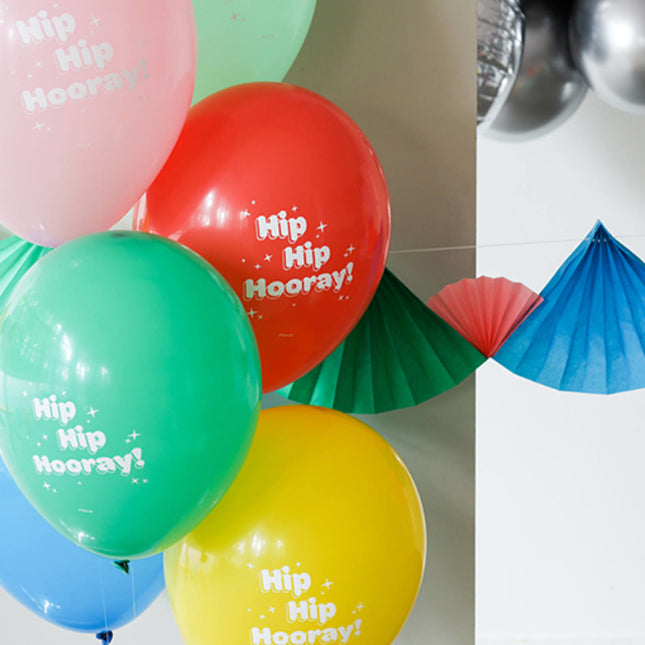 Ballons Hip Hip Hooray Bunt 33cm 6 Stk.