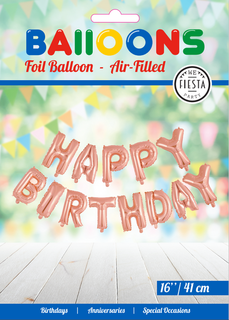 Buchstaben-Ballon-Set Happy Birthday Rose Gold