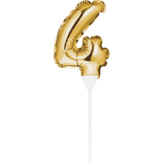 Gold Tortenaufleger 4 Jahre Folienballon 13cm