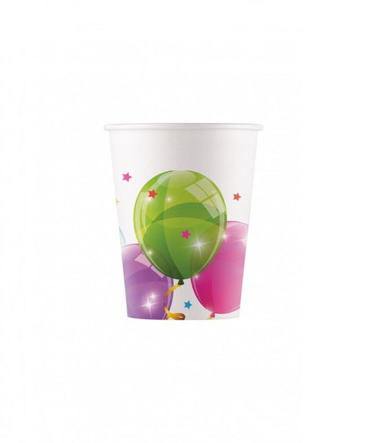 Becher Ballons Bunt 200ml 8Stk