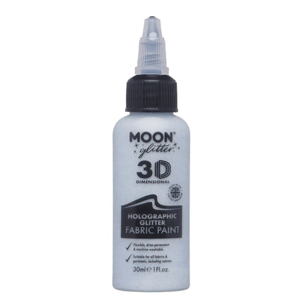 Moon Glitter Holographic Glitter Fabric Paint Silber 30ml