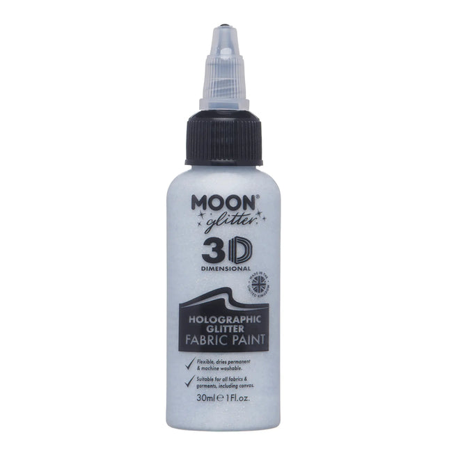 Moon Glitter Holographic Glitter Fabric Paint Silber 30ml