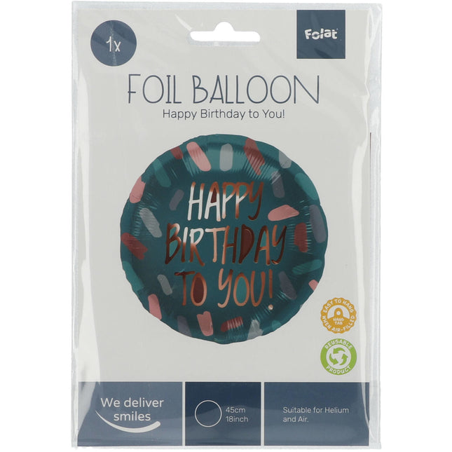 Heliumballon Geburtstag Happy Birthday Blau Rose Gold Leer 45cm