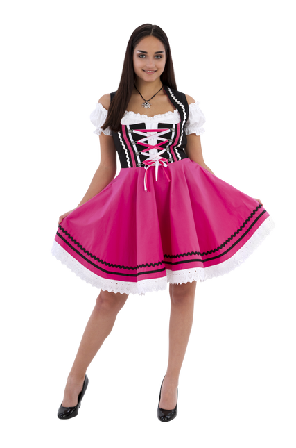 Oktoberfest Dirndlkleid Oktoberfest Schwarz Rosa Damen 2 Stück