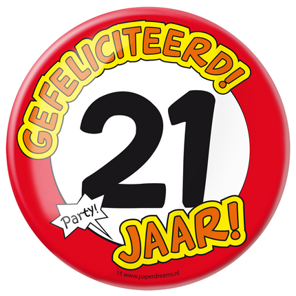 Button 21 Jahre Verkehrsschild 10,2cm