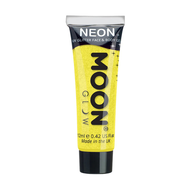 Moon Glow Neon UV Fine Glitter Gel Gelb 12ml