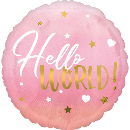 Heliumballon Hello World Girl Leer 45cm