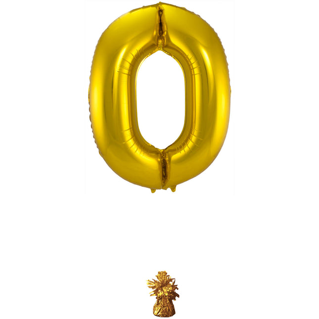 Folienballon Figur 0 Gold Metallic XL 86cm leer