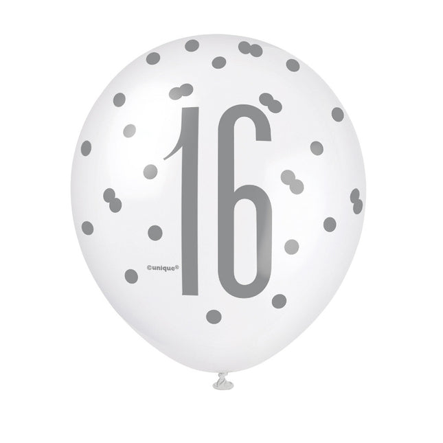 Ballons 16 Jahre Dots 30cm 6Stk