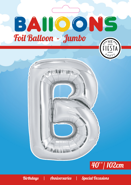 Folienballon Buchstabe B Silber XL 102cm leer