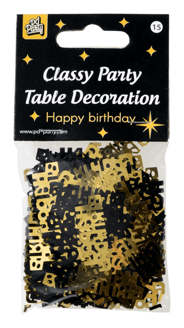 Tischkonfetti Happy Birthday Gold/Schwarz 20gr