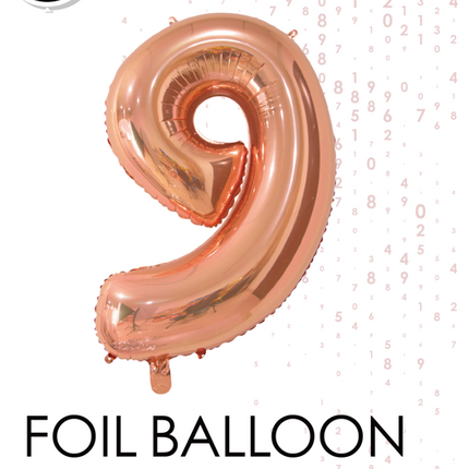 Folienballon Figur 9 Rose Gold 66cm