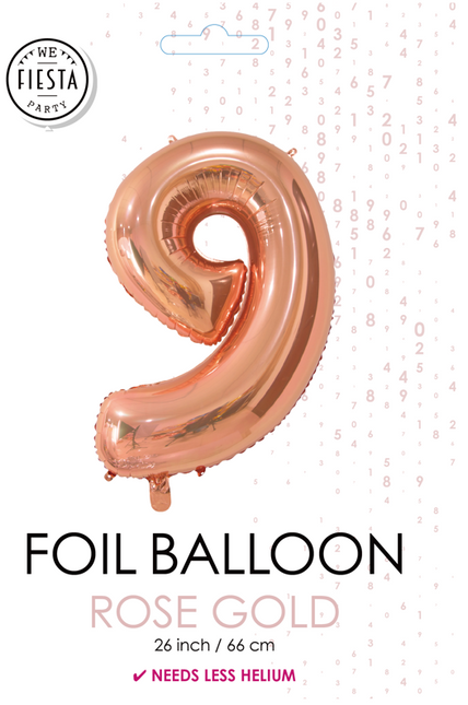 Folienballon Figur 9 Rose Gold 66cm