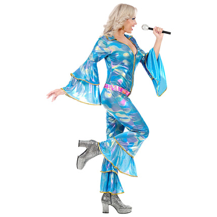 Disco 70S Jumpsuit Blau Damen