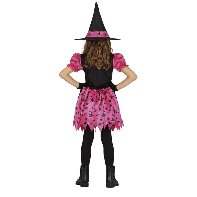 Hexe Halloween Kostüm Mädchen Stern Rosa