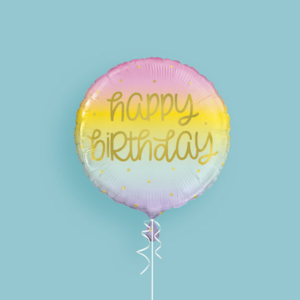 Heliumballon Happy Birthday Pastell 45cm leer