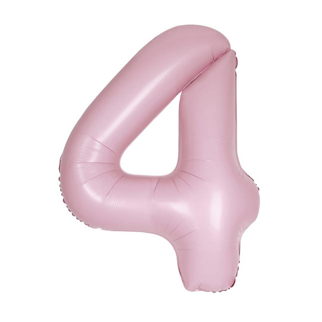 Rosa Figur Ballon 4 Jahre Matt 86cm