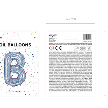 Folienballon Buchstabe B Holographisch Leer 35cm