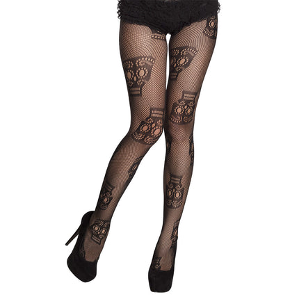 Halloween The Day Of The Dead Totenkopf Strumpfhose