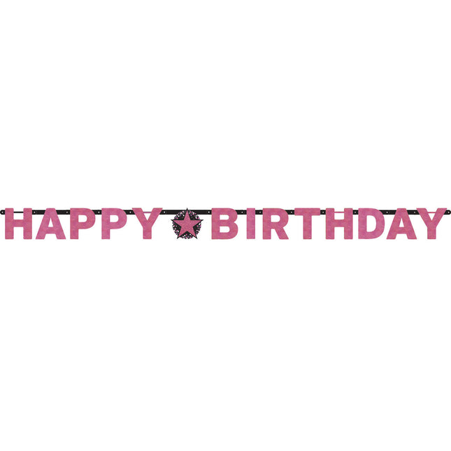 Geburtstagsbuchstaben-Girlande Happy Birthday Pink 2.13m