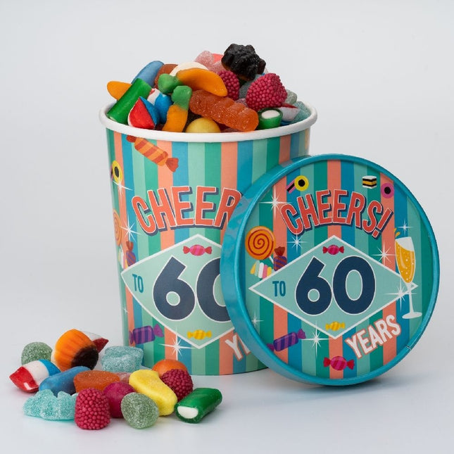 Buntes Bonbon-Tablett 60 Jahre 12cm