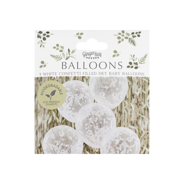 Konfetti Ballons Hey Baby 30cm 5Stk