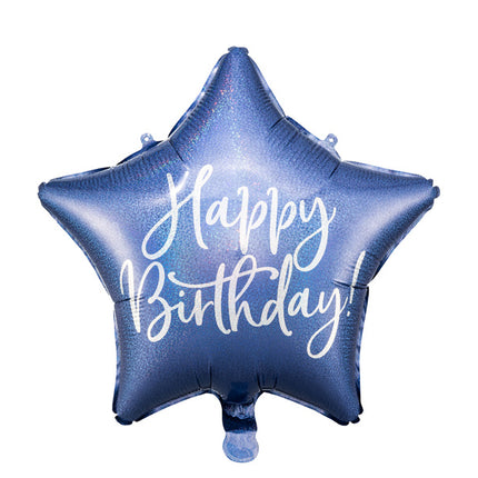 Heliumballon Star Happy Birthday Marineblau Leer 40cm