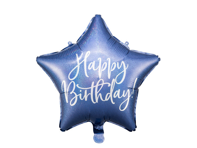 Heliumballon Star Happy Birthday Marineblau Leer 40cm