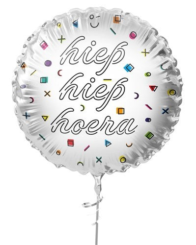 Hip Hip Hip Hooray Heliumballon Weiß Leer 45cm