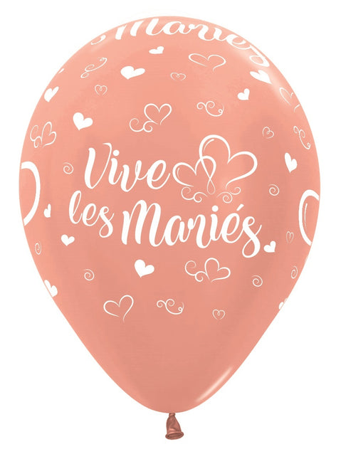 Ballons Vive Les Maries Herzen Metallic Rose Gold 30cm 25Stk