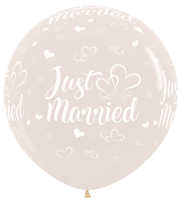 Ballons Just Married Hearts Crystal Clear 2 Stück